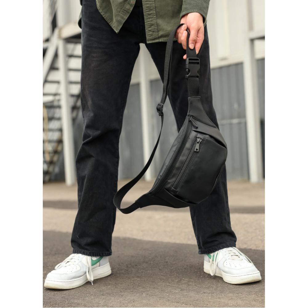 Чоловіча сумка бананка Sambag Tirso MAX чорна 38 × 17 × 6 см (80348001m)