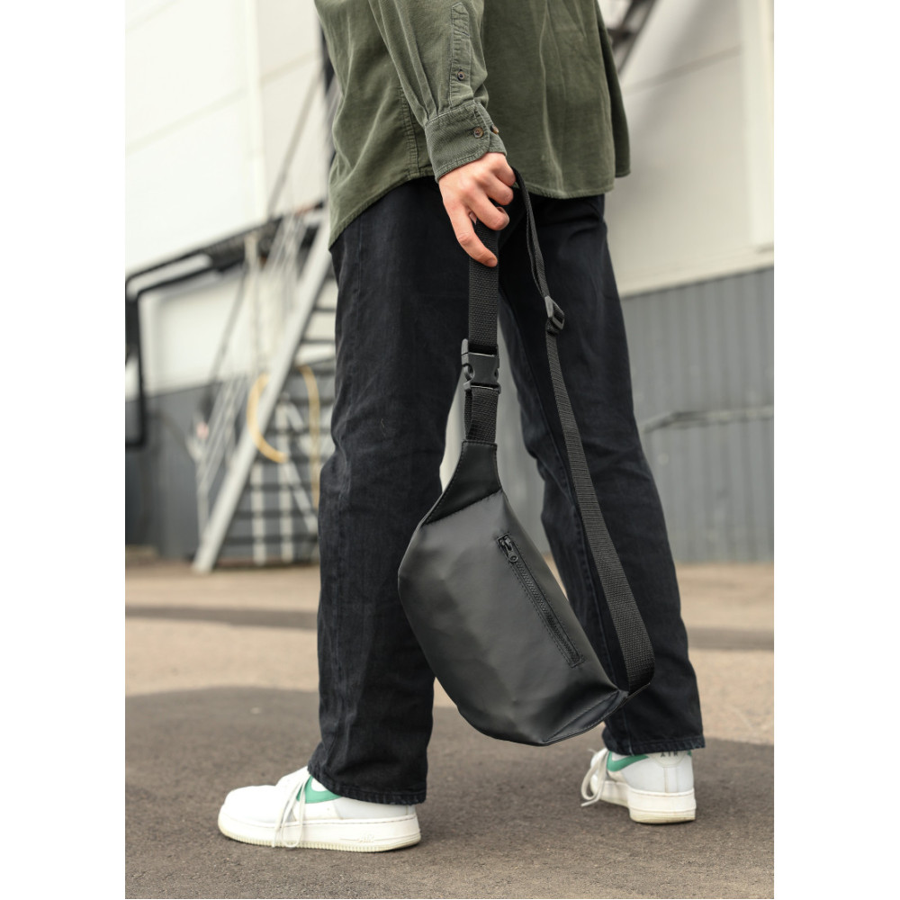 Чоловіча сумка бананка Sambag Tirso MAX чорна 38 × 17 × 6 см (80348001m)