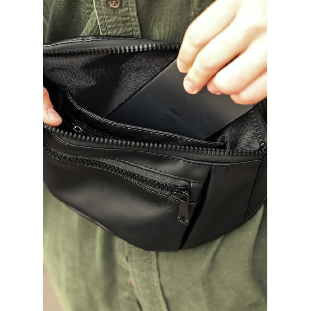 Чоловіча сумка бананка Sambag Tirso MAX чорна 38 × 17 × 6 см (80348001m)