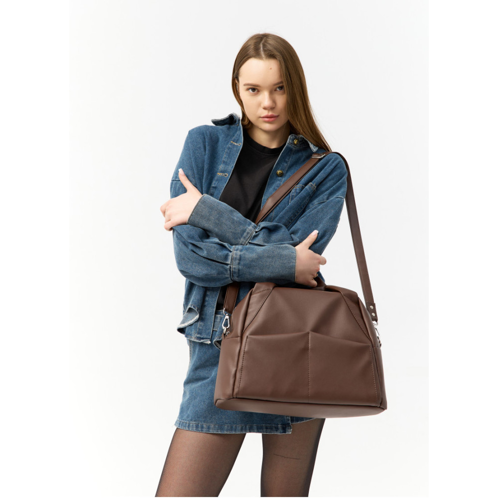 Женская спортивная сумка Sambag Vogue BQS  шоколадная 37 х 25 х 16 см (90123020)