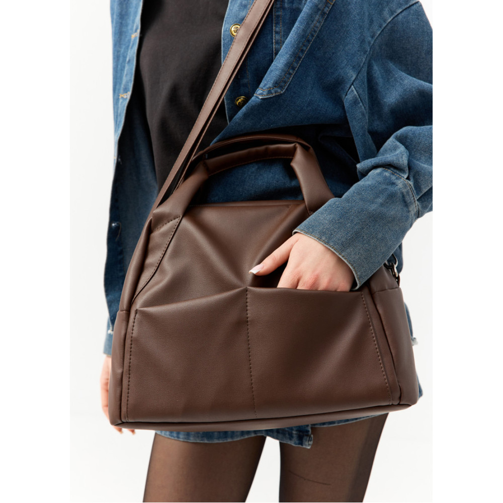 Женская спортивная сумка Sambag Vogue BQS  шоколадная 37 х 25 х 16 см (90123020)