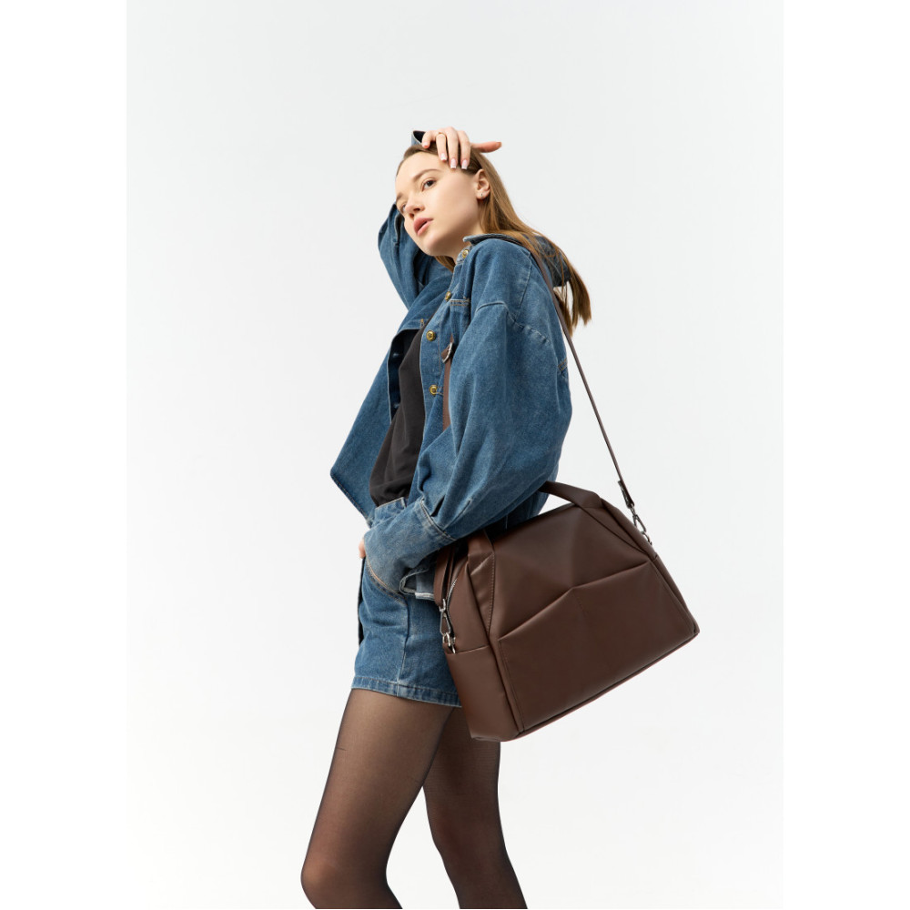 Женская спортивная сумка Sambag Vogue BQS  шоколадная 37 х 25 х 16 см (90123020)