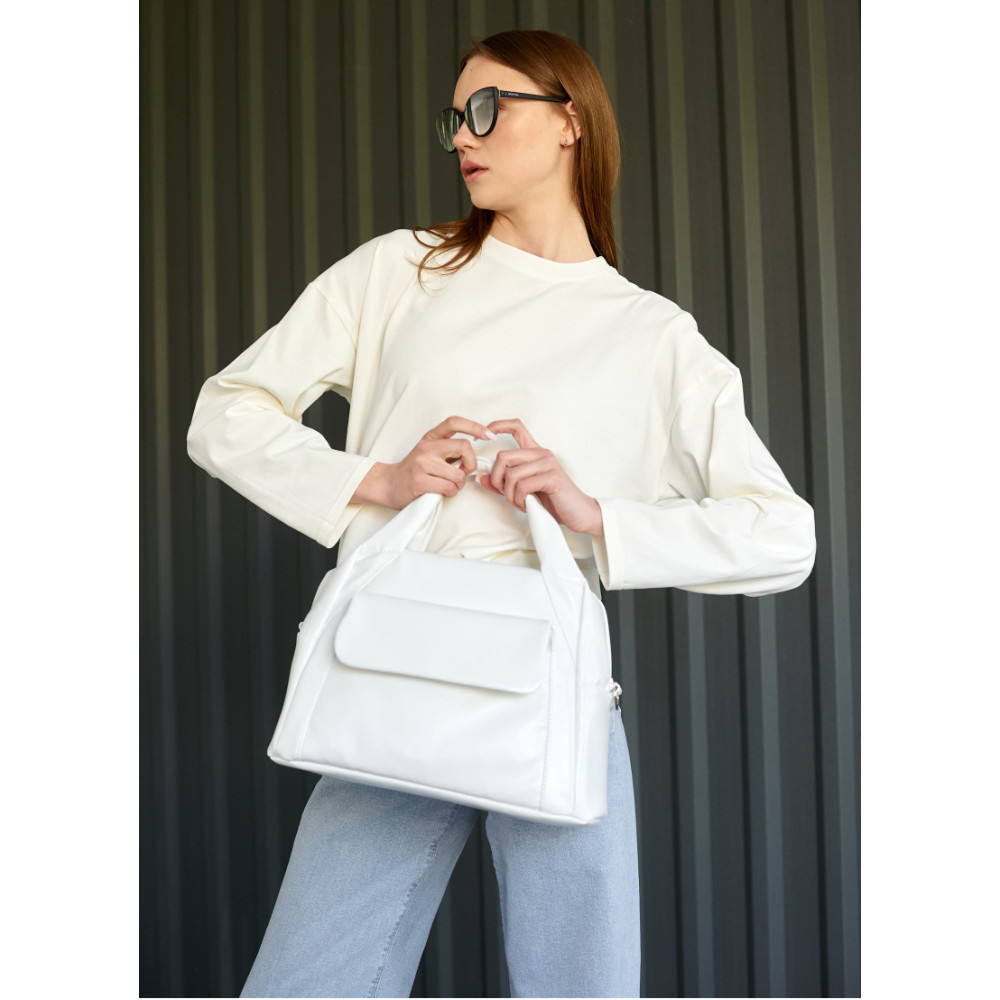 Женская спортивная сумка Sambag Vogue BKS белая 37 х 25 х 16 см (90153008)