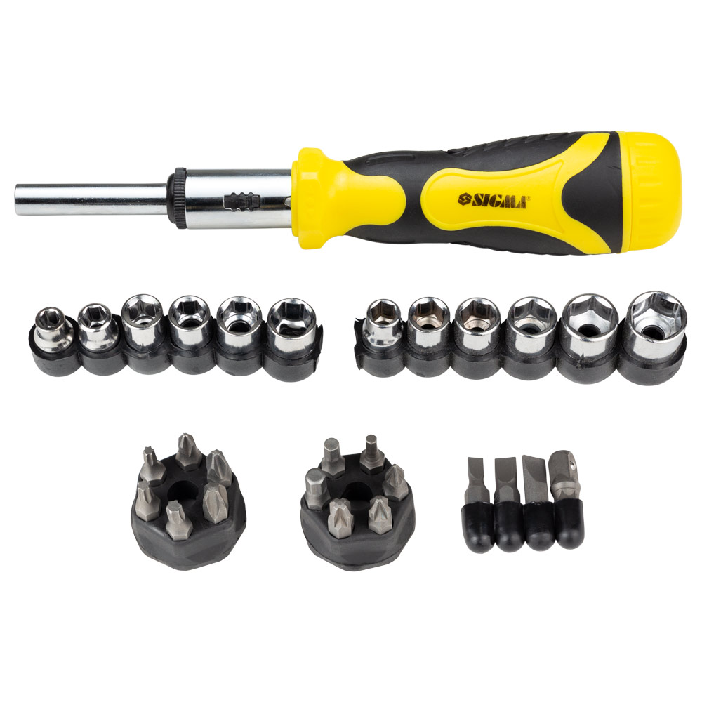 Викрутка Sigma з реверсом + насадки торцеві 1/4" 27шт CrV 4002121