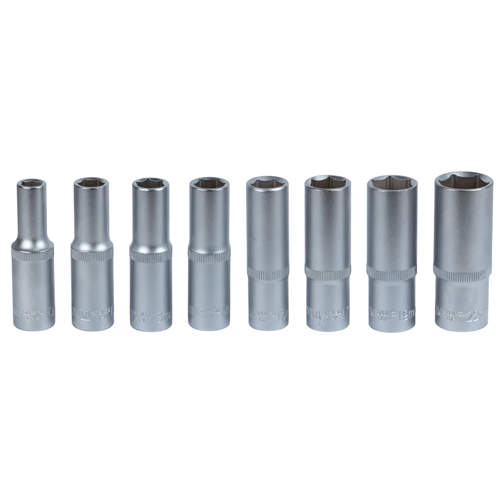 Набір насадок Sigma шестигранних подовжених 1/2" на планці 8 шт CrV (6003691)