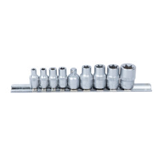 Набор насадок Sigma Torx (4 шт 1/4" 4шт 3/8") с переходником на планке 9 шт CrV (6086541)