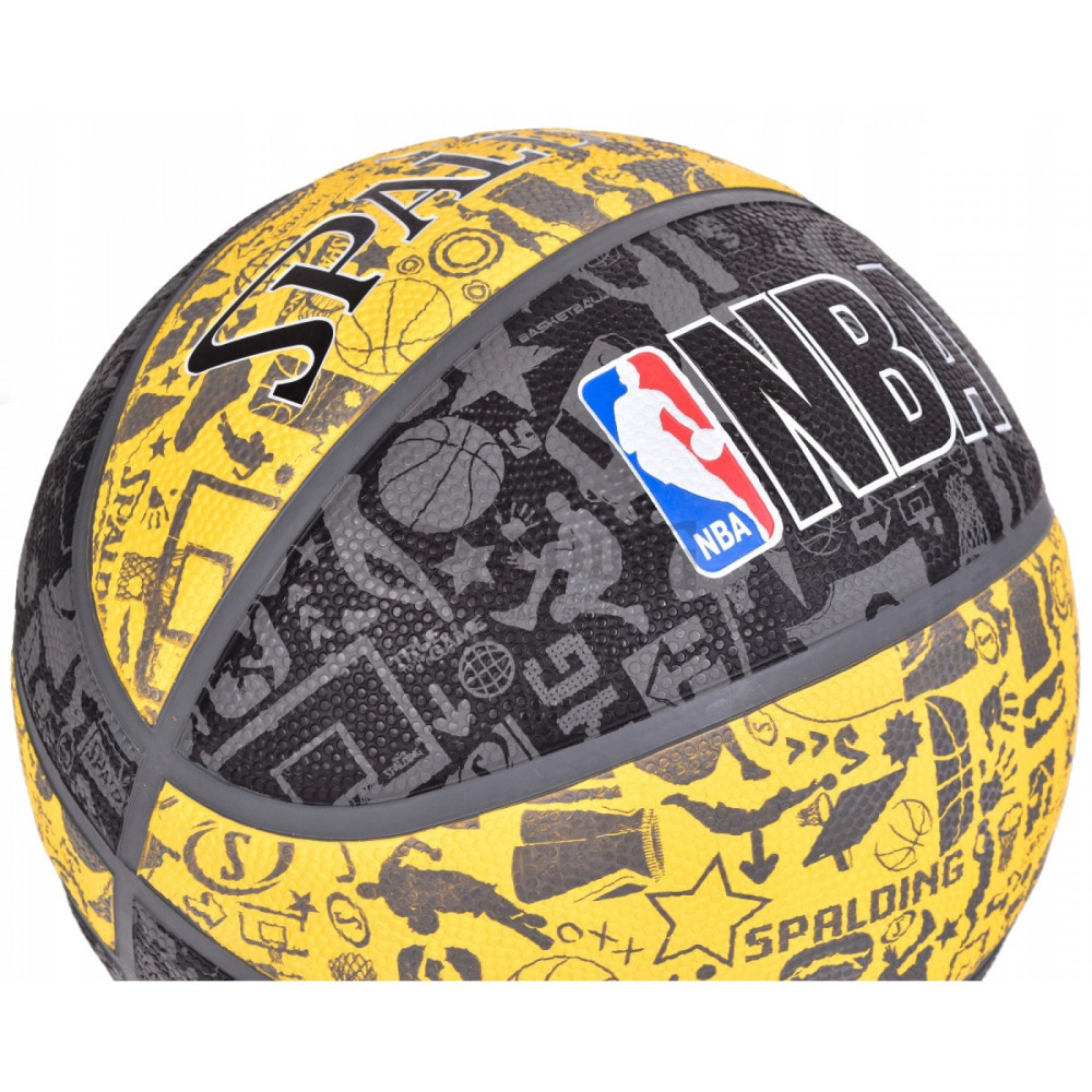 М'яч баскетбольний Spalding NBA Graffiti Outdoor Grey/Yellow Size 7 (3001551011517)