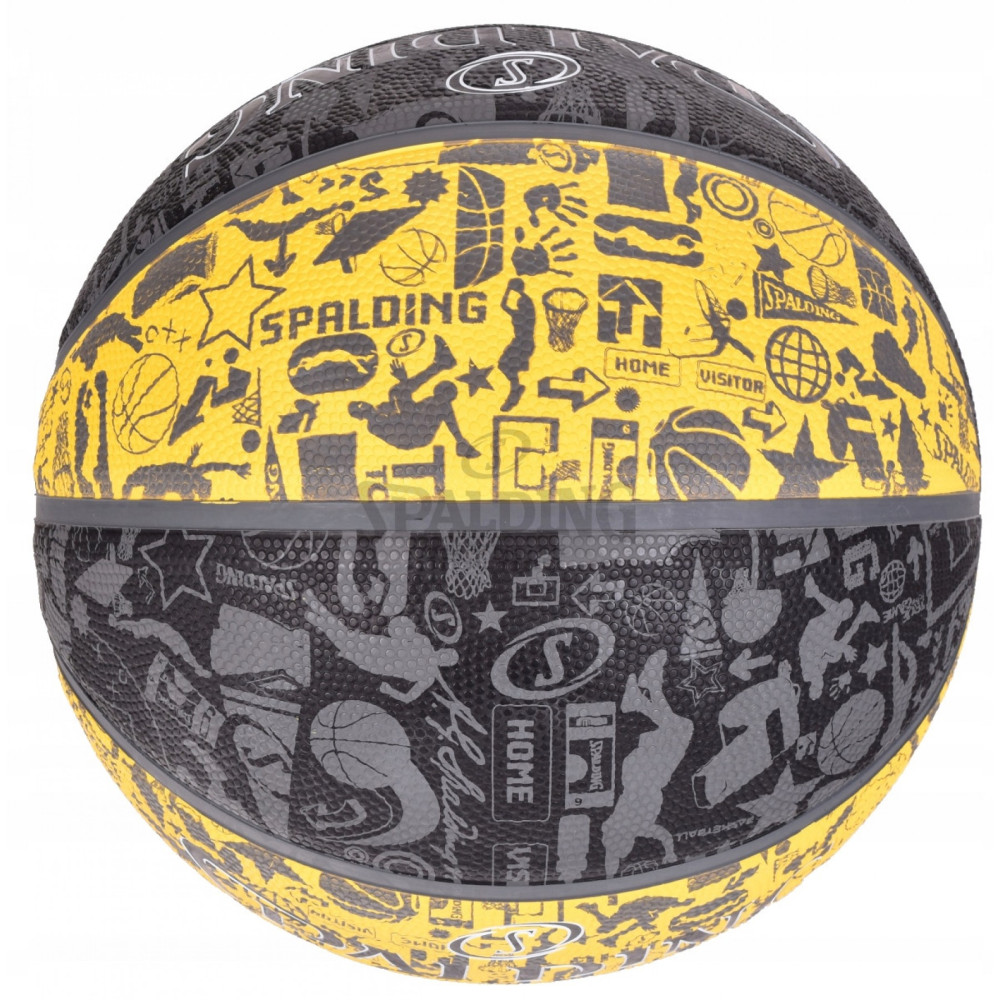 М'яч баскетбольний Spalding NBA Graffiti Outdoor Grey/Yellow Size 7 (3001551011517)