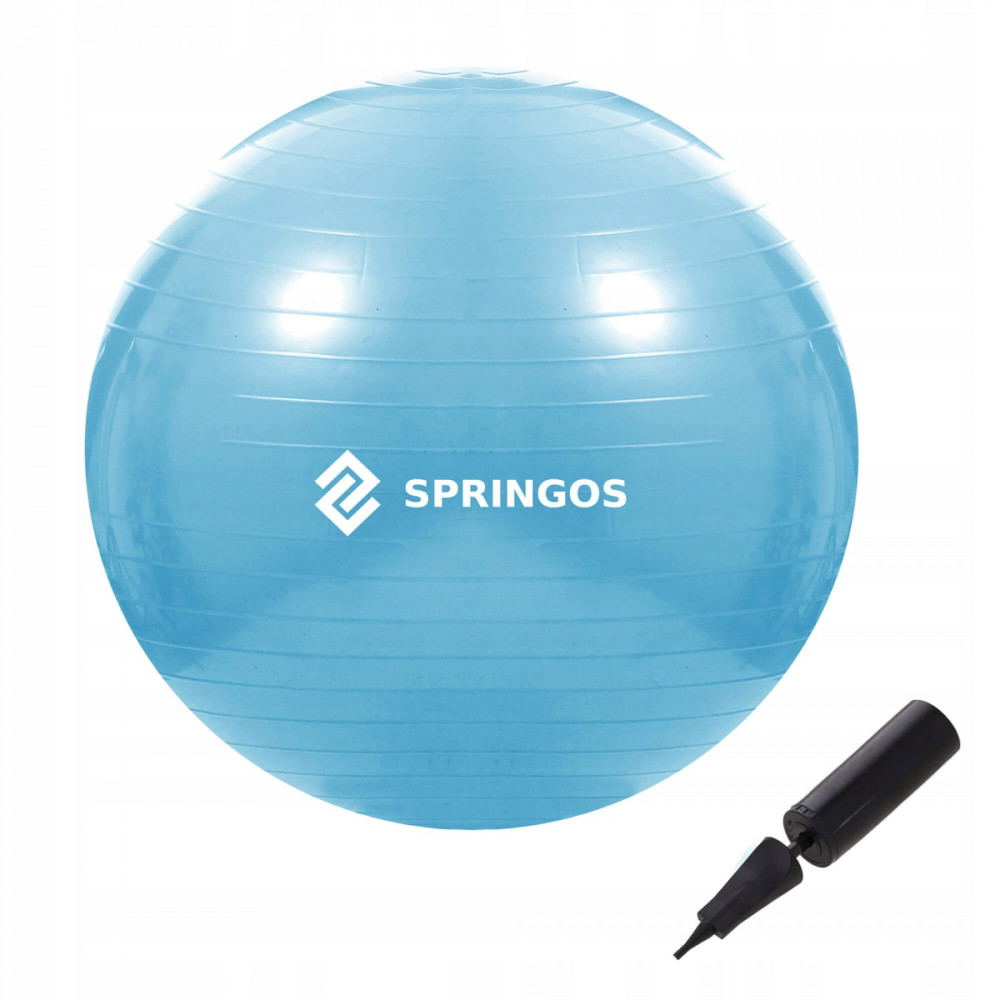 М'яч для фітнесу (фітбол) Springos 55 см Anti-Burst Sky Blue (FB0006)