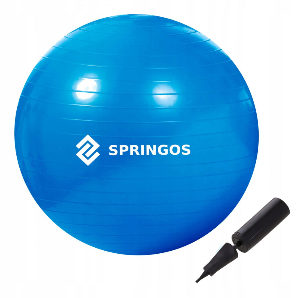М'яч для фітнесу (фітбол) Springos 85 см Anti-Burst Blue (FB0009)
