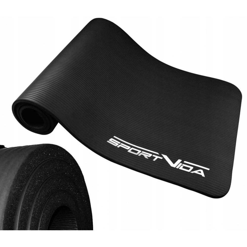 Коврик (мат) для йоги та фітнесу SportVida NBR 1 см Black (SV-HK0166)