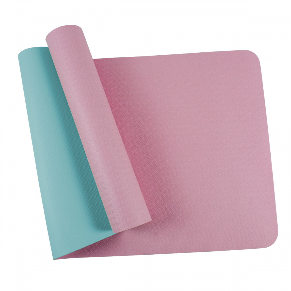 Коврик (мат) для йоги та фітнесу SportVida TPE 6 мм Pink/Sky Blue (SV-HK0227)