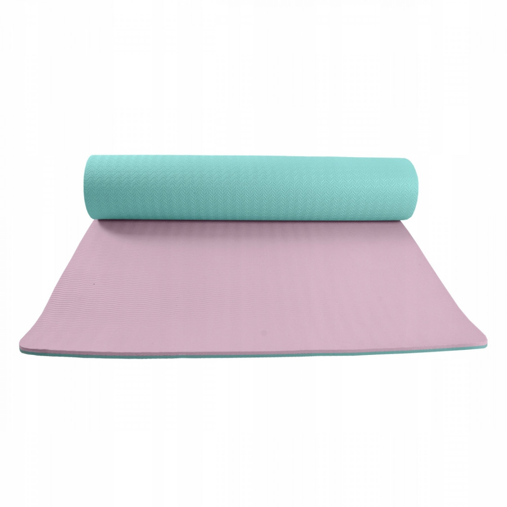 Коврик (мат) для йоги та фітнесу SportVida TPE 6 мм Sky Blue/Pink (SV-HK0228)