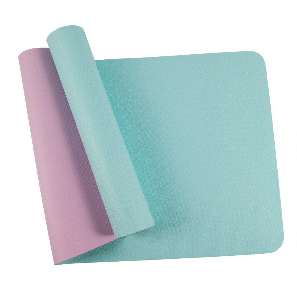 Коврик (мат) для йоги та фітнесу SportVida TPE 6 мм Sky Blue/Pink (SV-HK0228)