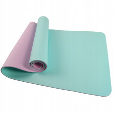 Коврик (мат) для йоги та фітнесу SportVida TPE 4 мм Sky Blue/Pink (SV-HK0240)