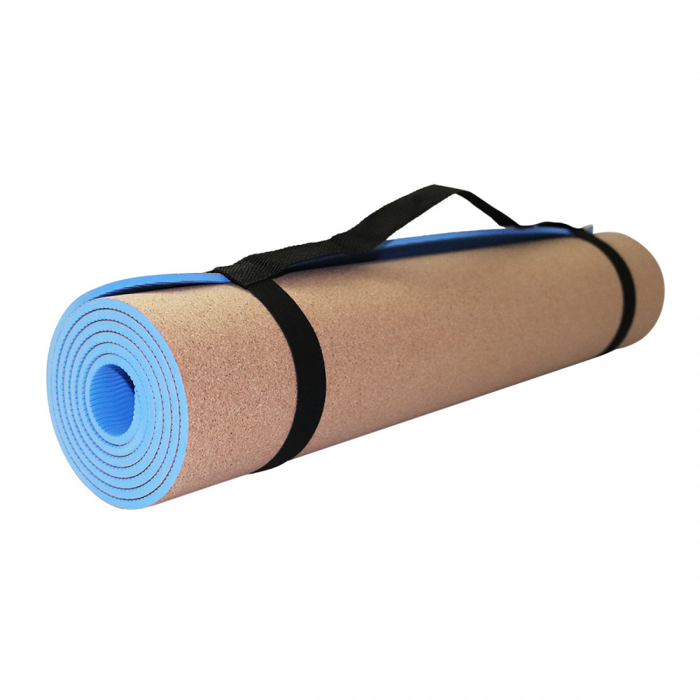 Коврик (мат) для йоги та фітнесу SportVida TPE+Cork 0.6 см (SV-HK0318)