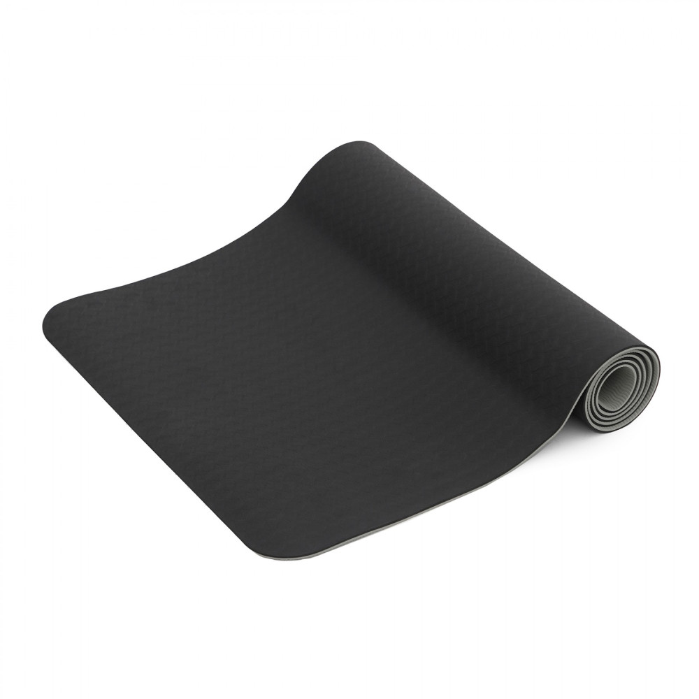 Килимок (мат) спортивний SportVida TPE 183 x 61 x 0.6 см для йоги та фітнесу SV-EZ0057 Black/Grey
