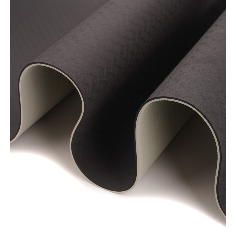 Килимок (мат) спортивний SportVida TPE 183 x 61 x 0.6 см для йоги та фітнесу SV-EZ0057 Black/Grey