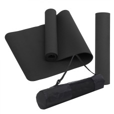 Коврик (мат) спортивный SportVida TPE 183 x 61 x 1 см для йоги и фитнеса SV-EZ0061 Black
