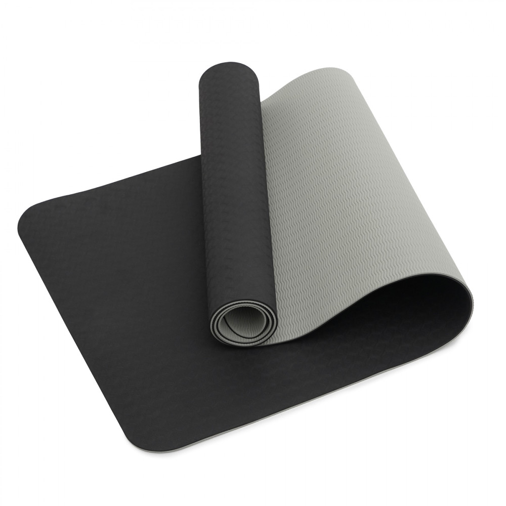 Килимок (мат) спортивний SportVida TPE 183 x 61 x 1 см для йоги та фітнесу SV-EZ0062 Black/Grey