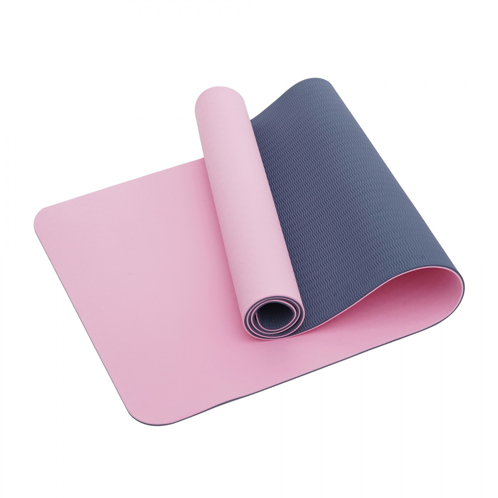 Килимок (мат) спортивний SportVida TPE 183 x 61 x 1 см для йоги та фітнесу SV-EZ0064 Pink/Blue