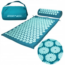 Коврик акупунктурный SportVida Аппликатор Кузнецова с валиком 66 x 40 см Turquoise/Turquoise (SV-HK0283)