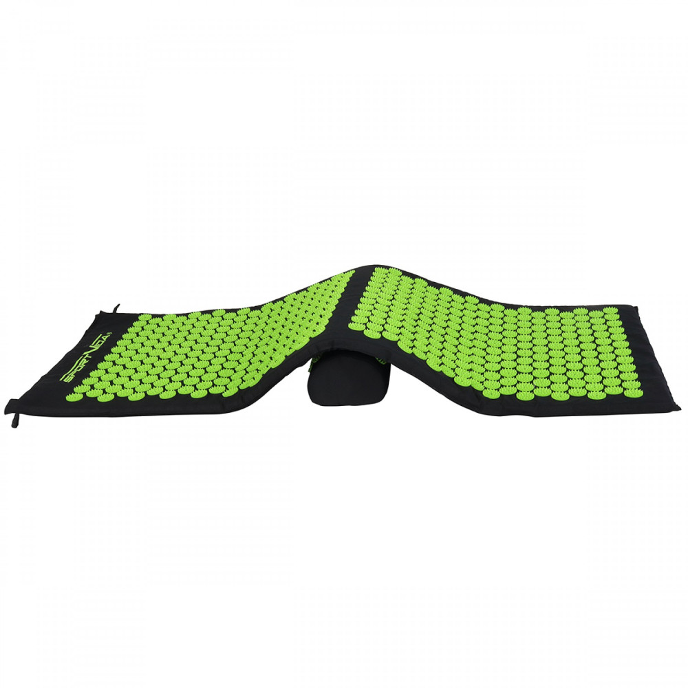 Килимок акупунктурний SportVida Аплікатор Кузнєцова 130 x 50 см з валиком Black/Green (SV-HK0353)