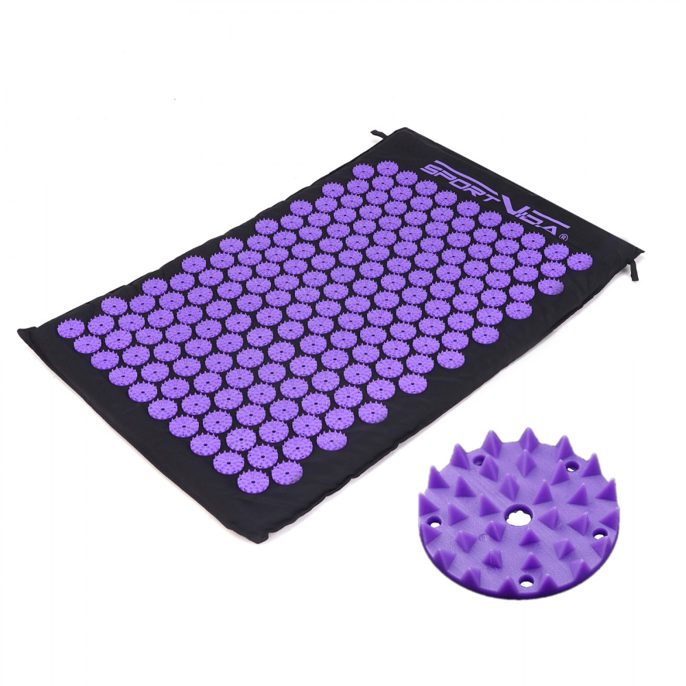 Килимок акупунктурний SportVida Аплікатор Кузнєцова з валиком 66 x 40 см Black/Violet (SV-HK0408)