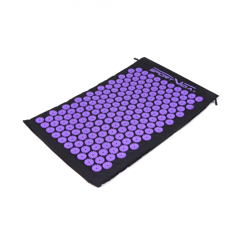 Килимок акупунктурний SportVida Аплікатор Кузнєцова з валиком 66 x 40 см Black/Violet (SV-HK0408)
