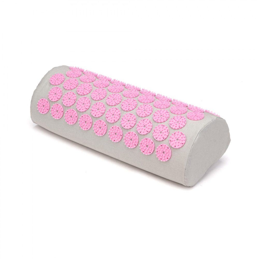 Килимок акупунктурний SportVida Аплікатор Кузнєцова з валиком 130 x 50 см Grey/Pink (SV-HK0409)