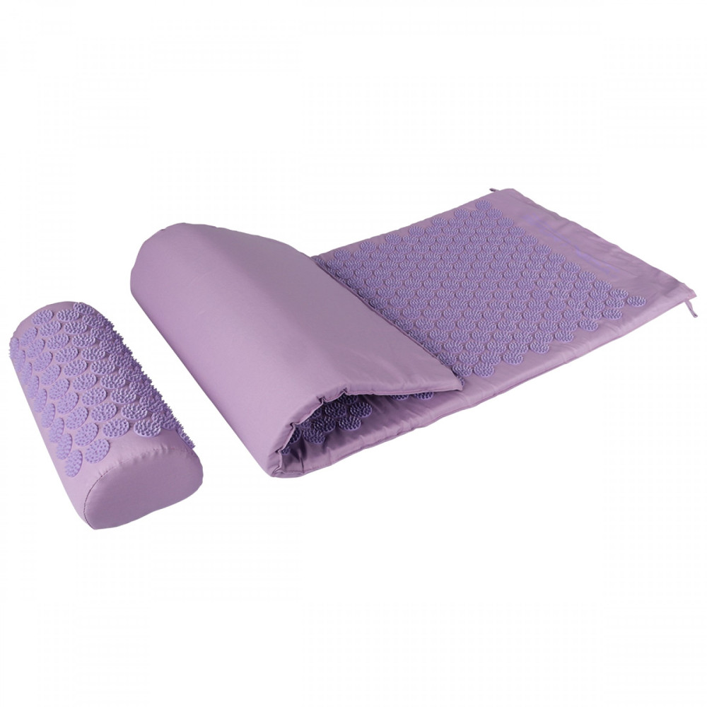 Килимок акупунктурний SportVida Аплікатор Кузнєцова з валиком 130 x 50 см Purple/Purple (SV-HK0411)