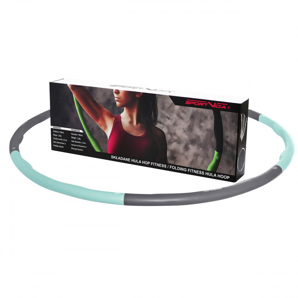 Обруч масажний SportVida Hula Hoop 100 см 1.2 кг SV-HK0337 Grey/Sky Blue