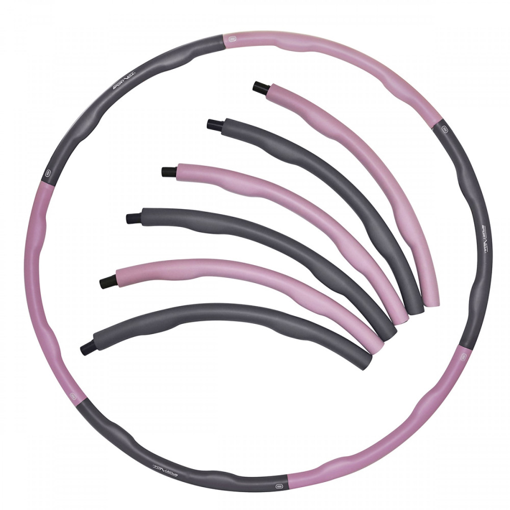 Обруч масажний SportVida Hula Hoop 100 см 1.2 кг SV-HK0338 Grey/Pink