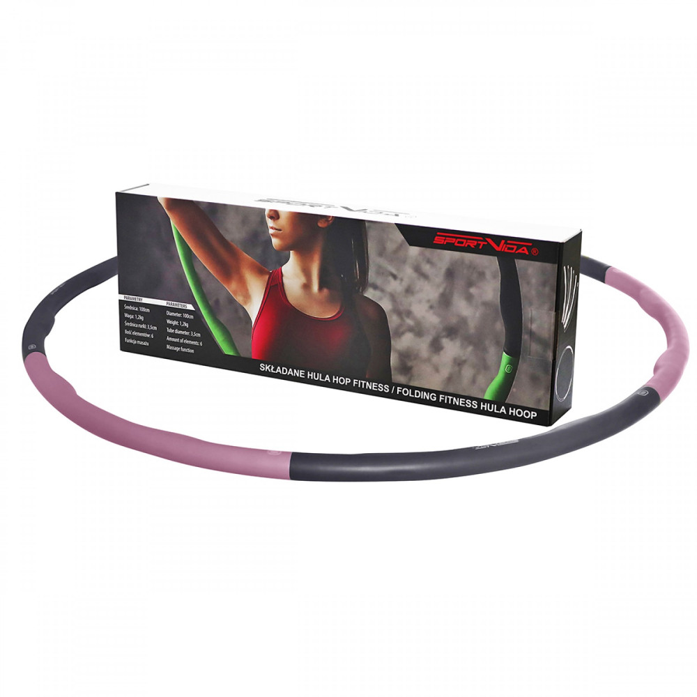 Обруч масажний SportVida Hula Hoop 100 см 1.2 кг SV-HK0338 Grey/Pink
