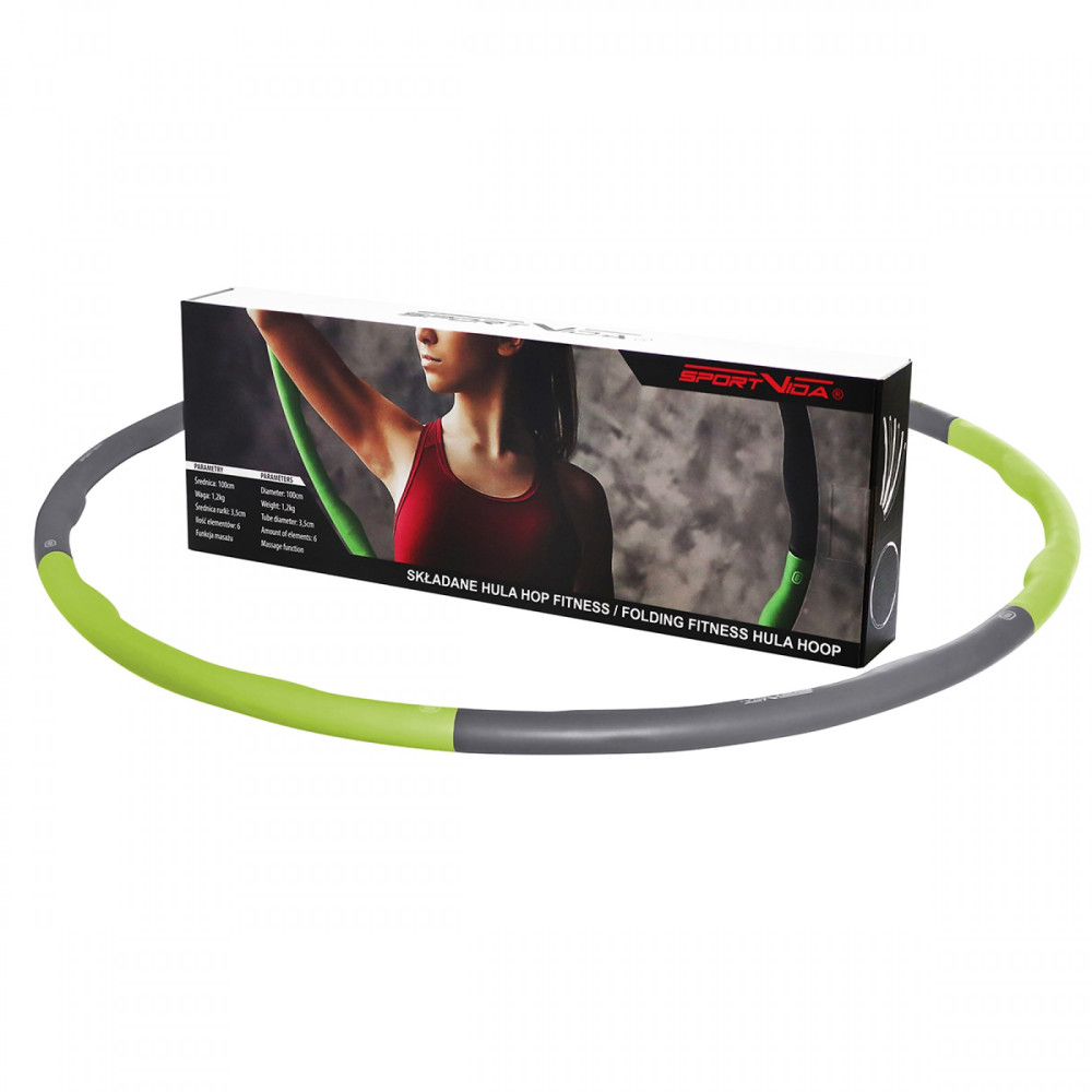 Обруч масажний SportVida Hula Hoop 100 см 1.2 кг SV-HK0339 Grey/Green