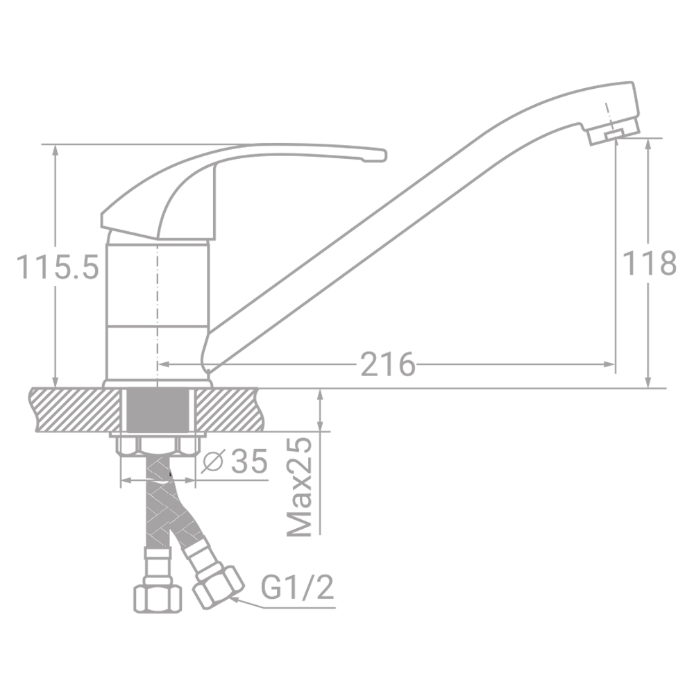 Змішувач для кухні Tau SD-1B243C 9804110