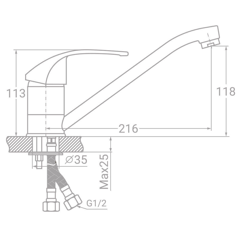 Змішувач для кухні Tau SM-2B244C 9843130