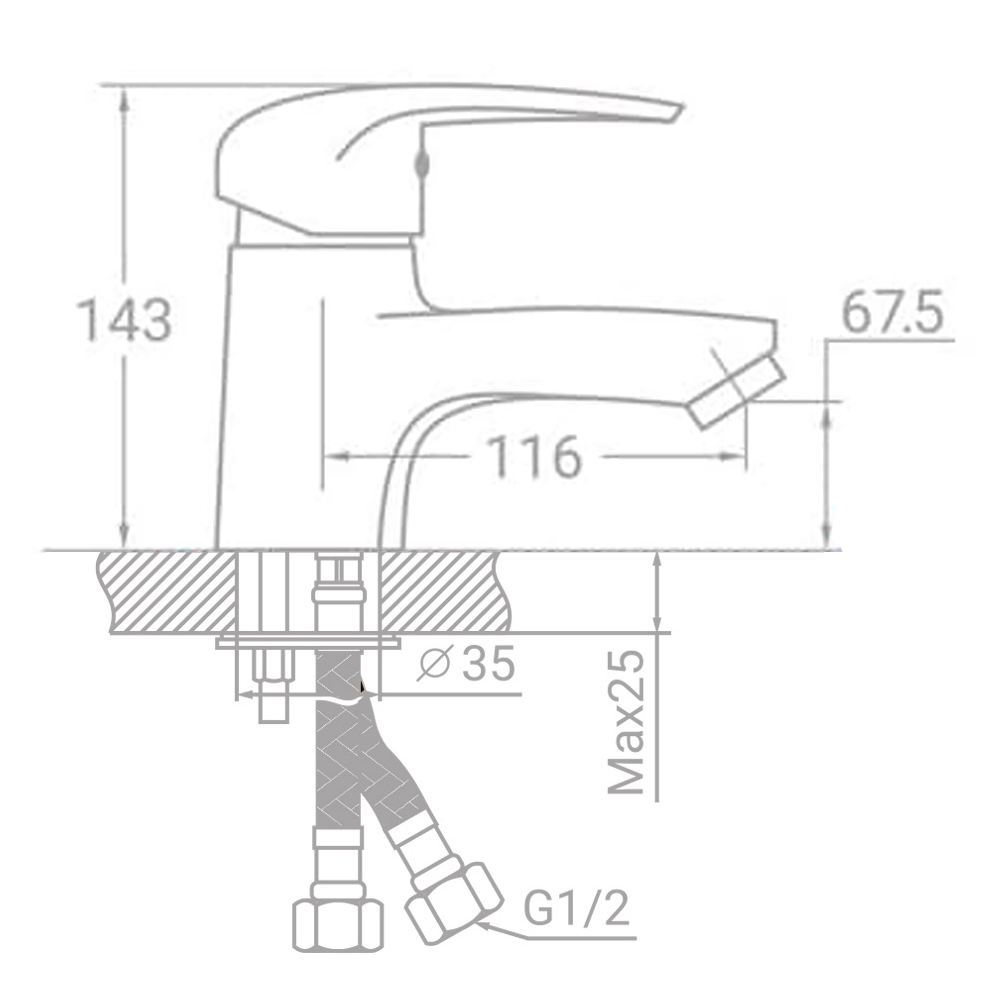 Змішувач для раковини TAU SM-2A144C (9843000)