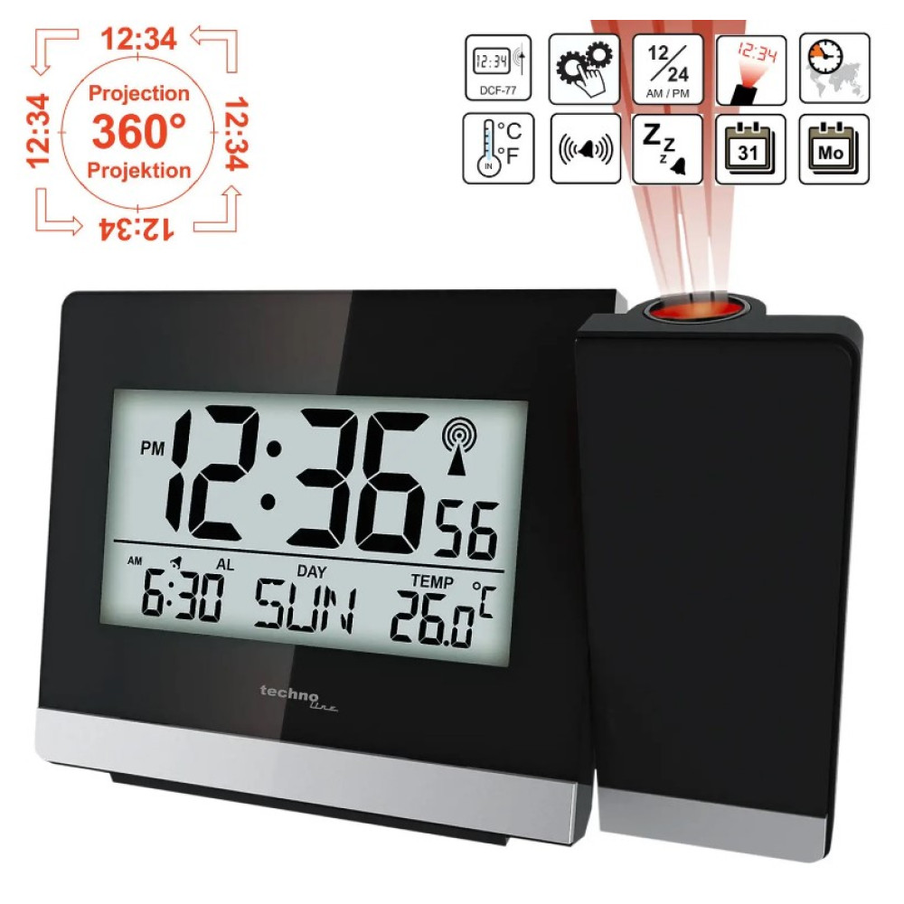 Часы проекционные Technoline WT536 Black (WT536) (DAS301196)