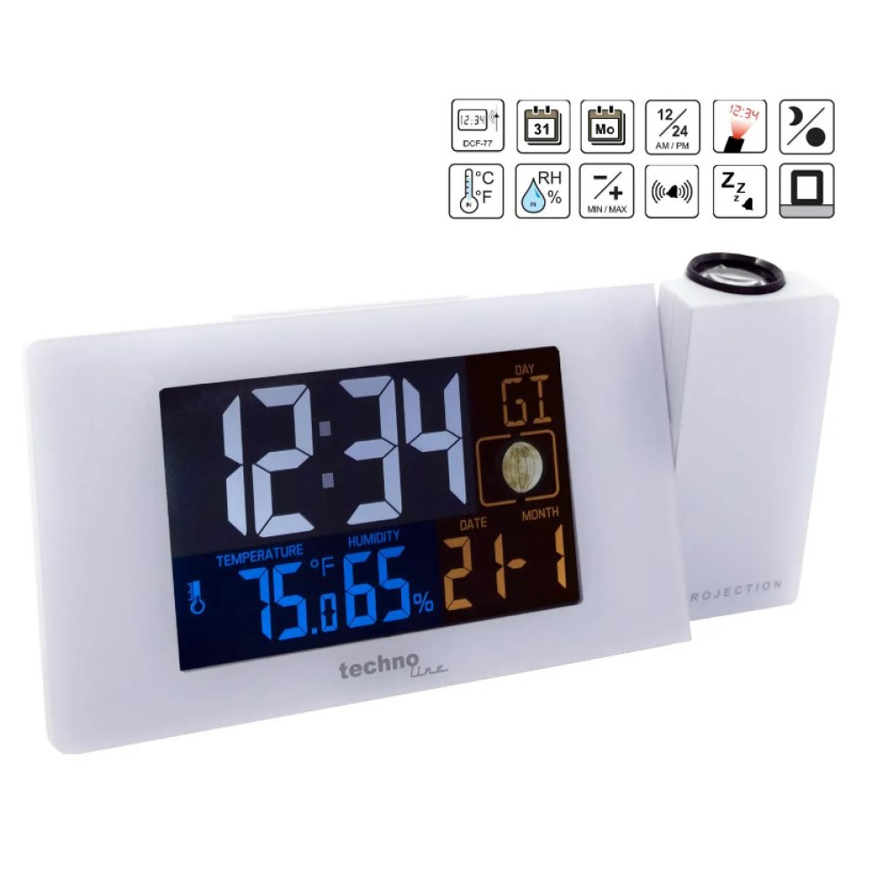 Годинник проекційний Technoline WT537 White (WT537) (DAS301197)