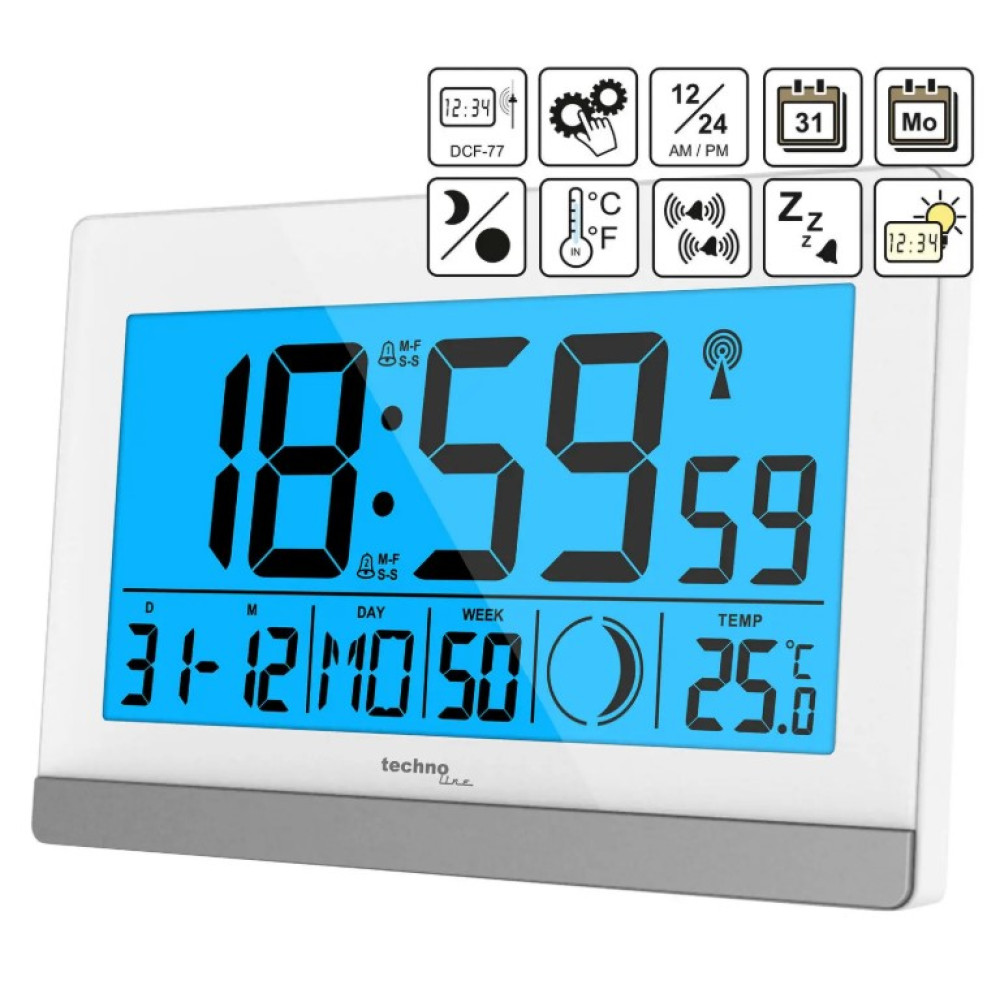 Часы настольные Technoline WS8056 White/Silver (WS8056)
