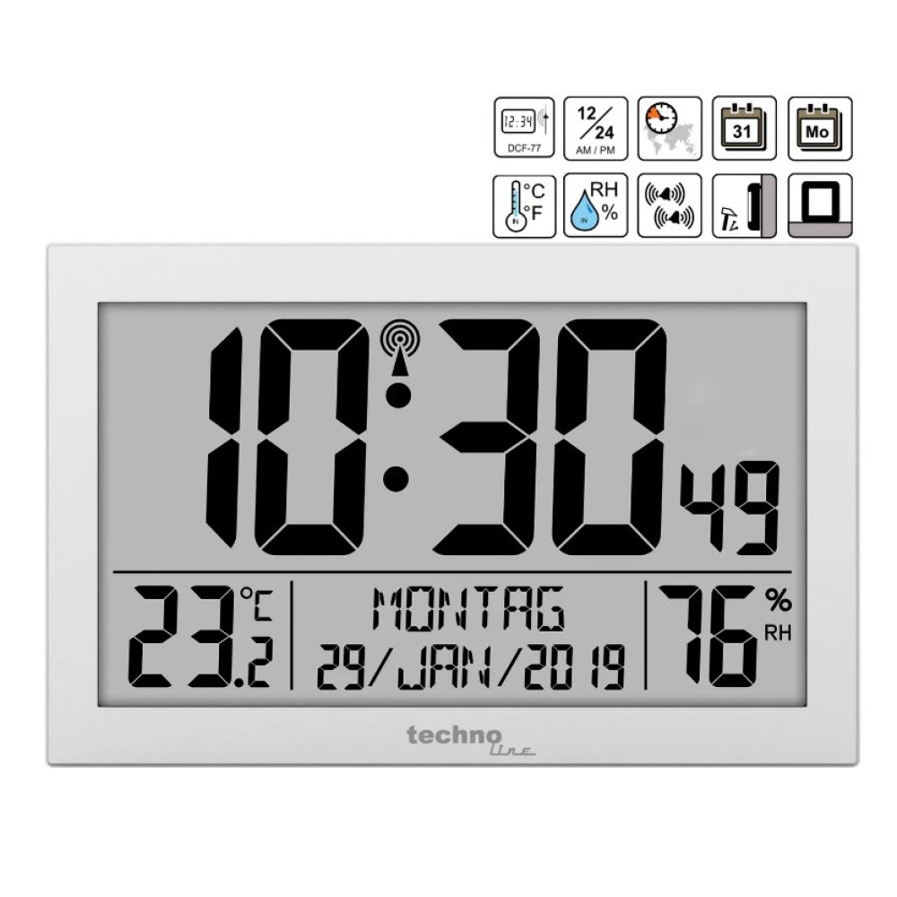 Часы настенные Technoline WS8016 Silver (WS8016) (DAS301204)