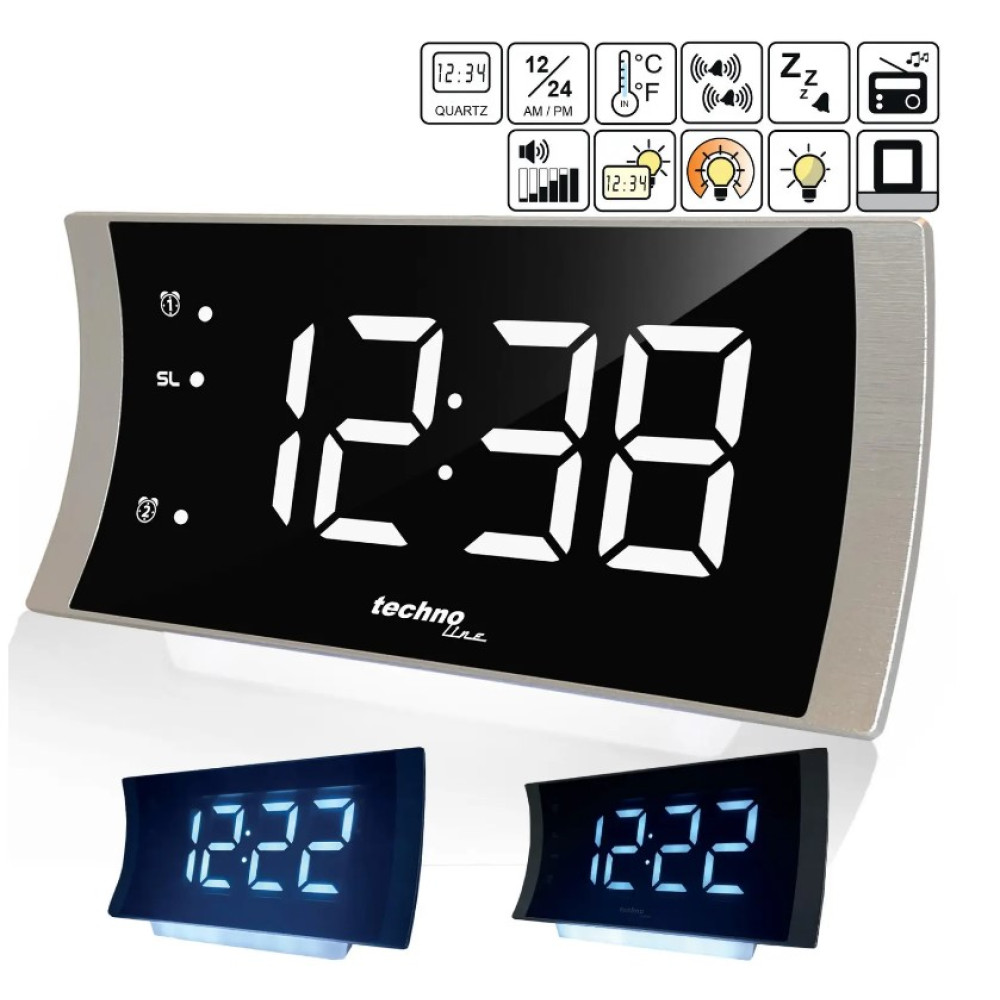 Часы настольные с радио Technoline WT494 Silver (WT494) (DAS301809)