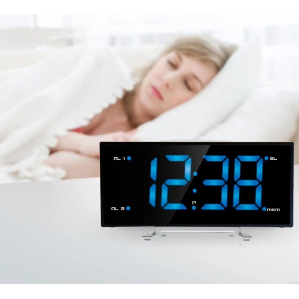 Годинник настільний з радіо Technoline WT460 Blue LED Black/Silver (WT460 blaue LED)