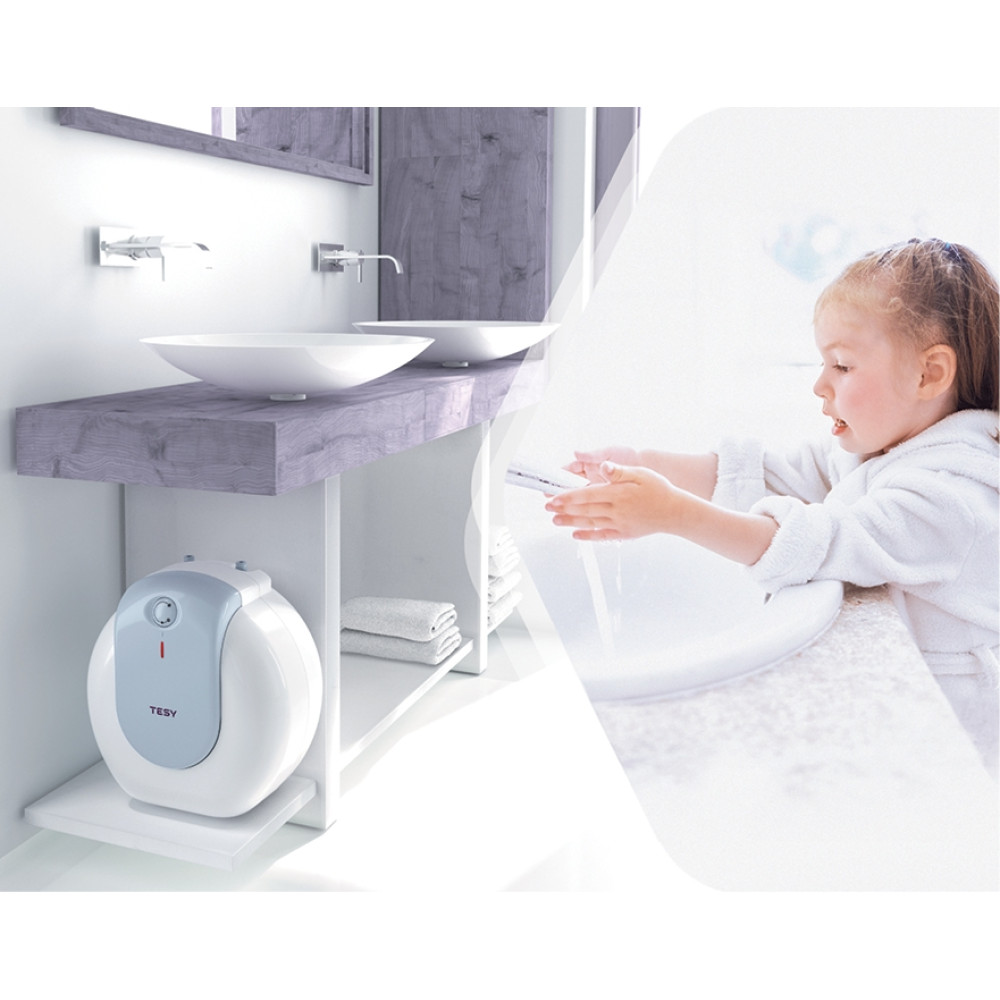 Водонагрівач Tesy Bilight Compact 10U GCU 1020 L52 RC 2 кВт, "мокрий" ТЕН, 10 л, циліндричний, вертикальний, під мийкою, білий (304142)