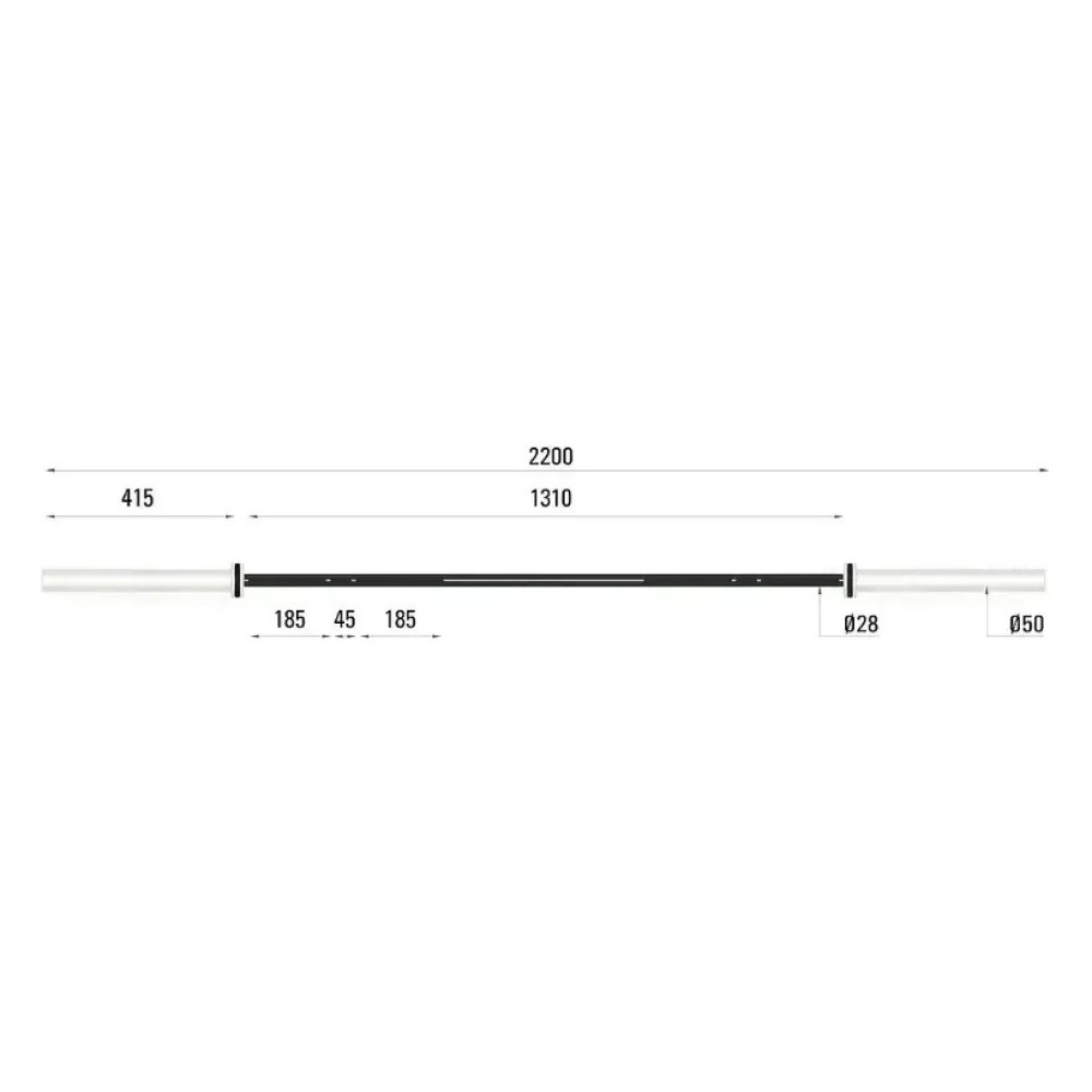 Гриф для штанги Toorx Max 450 Kg Cross Challenge 220 см 50 мм (BO-450)