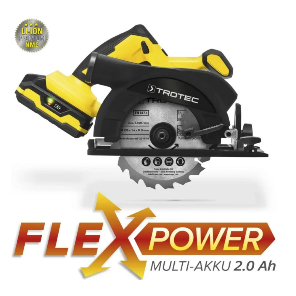 Пила циркулярная аккумуляторная Trotec PCSS 10-20V с АКБ и ЗУ + кейс (4430000110)
