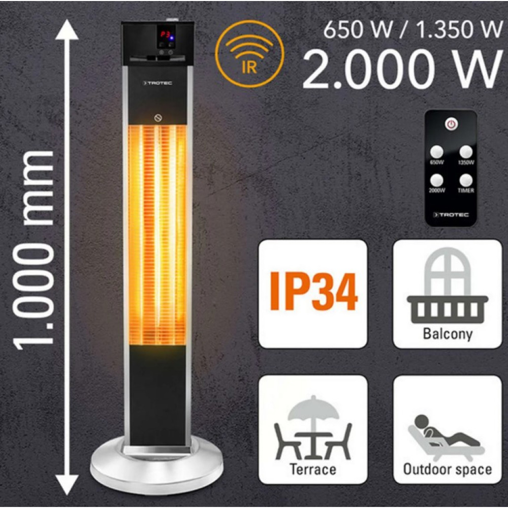 Обігрівач інфрачервоний Trotec IRS 2000 E 2000 W Silver/Black (1410003920)
