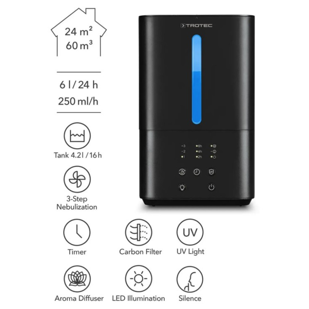 Зволожувач повітря ультразвуковий Trotec B 4 E Black (1160000053)