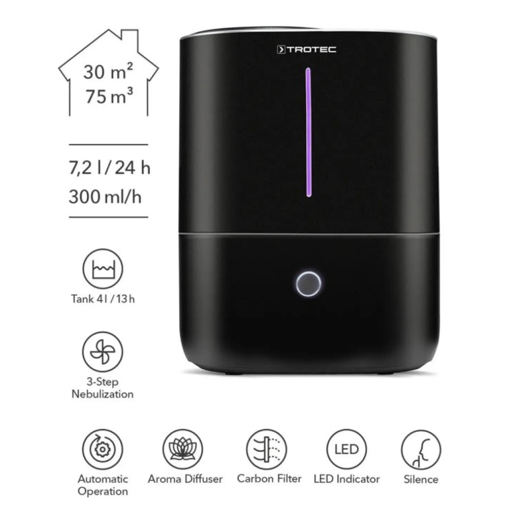 Зволожувач повітря ультразвуковий Trotec B 2 E Black (1160000051)